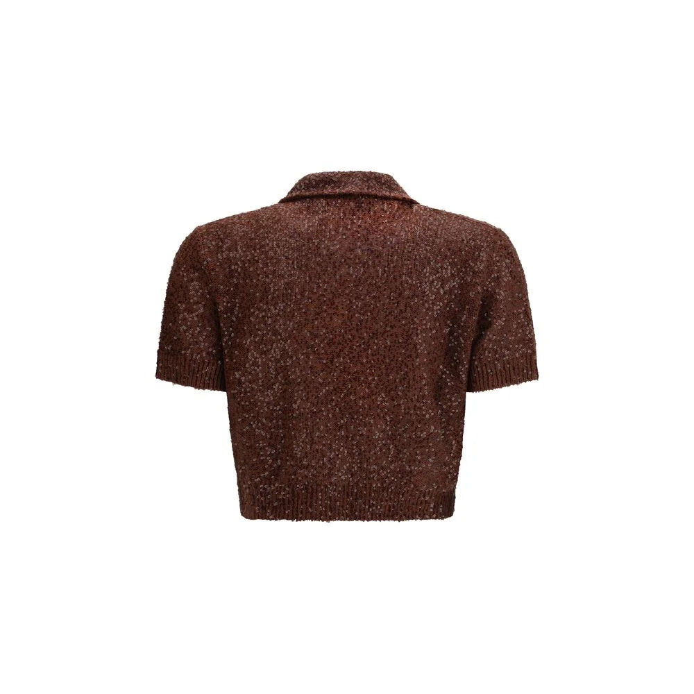 Brunello Cucinelli Bordeaux Linen Shortsleeve Shirt