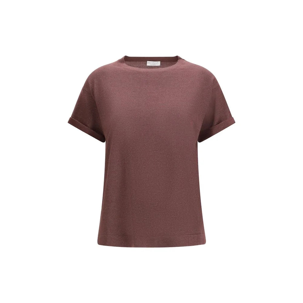 T-shirt en nylon Bordeaux Brunello Cucinelli