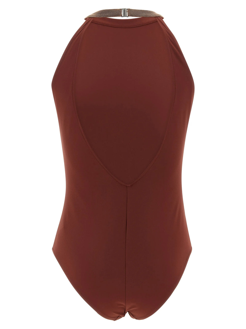 Brunello Cucinelli Bordeaux Polyamide One-Piece Swimsuit