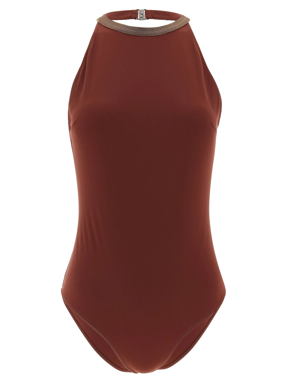 Brunello Cucinelli Bordeaux Polyamide One-Piece Swimsuit