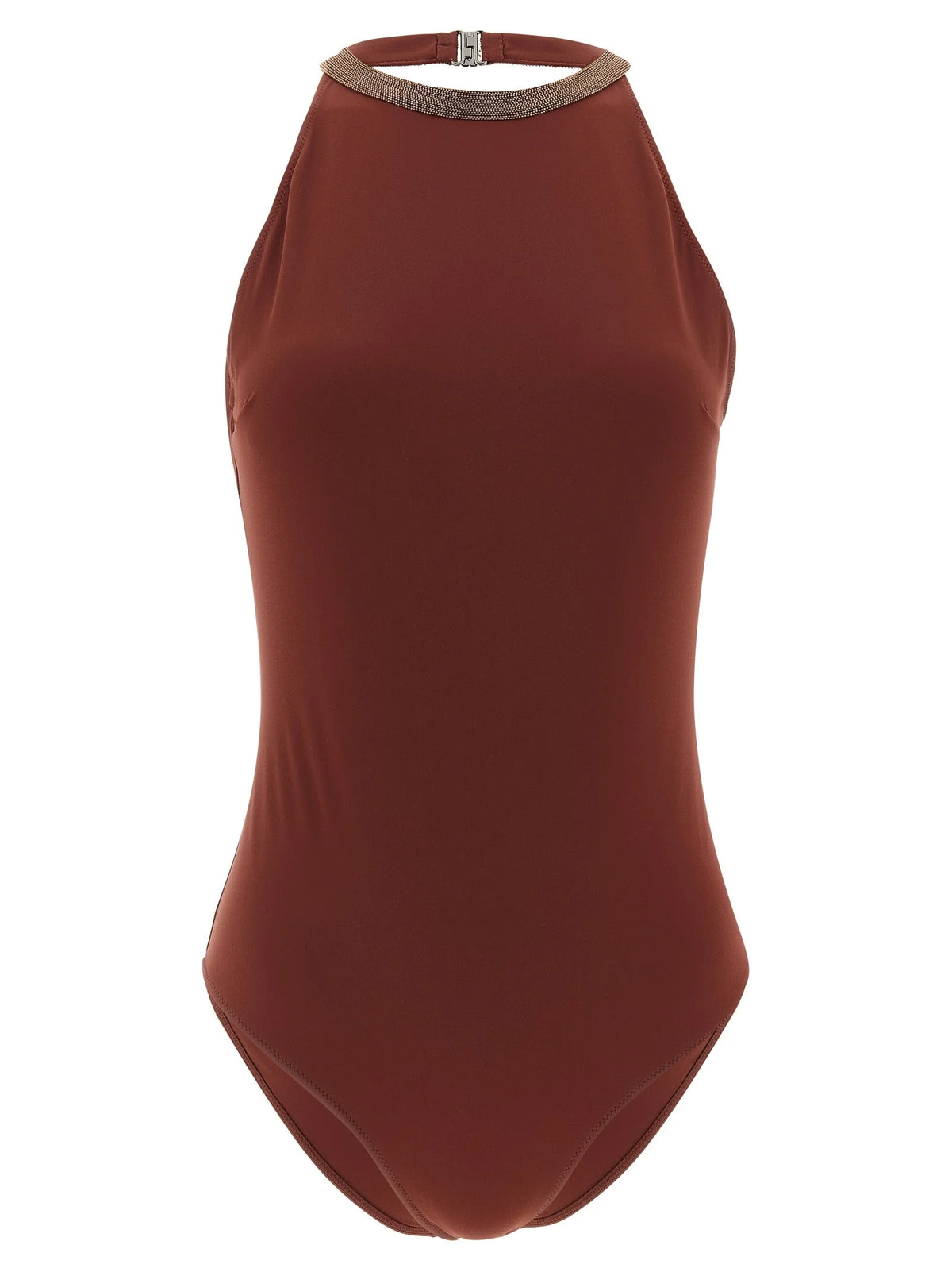 Brunello Cucinelli Bordeaux Polyamide One-Piece Swimsuit