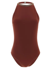 Brunello Cucinelli Bordeaux Polyamide One-Piece Swimsuit