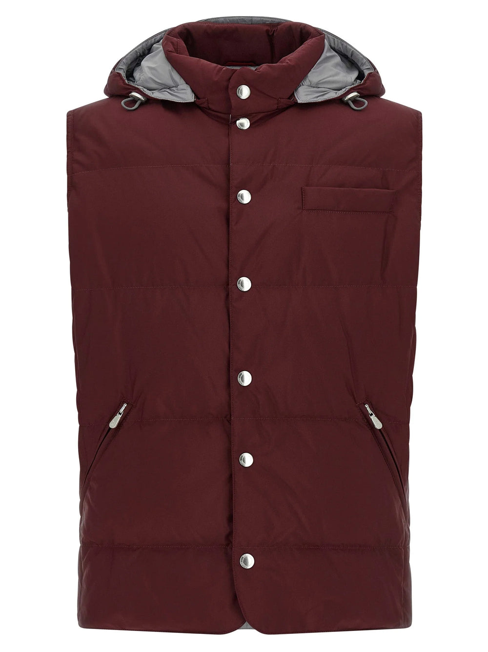 Brunello Cucinelli Bordeaux Polyester Sleeveless Jacket