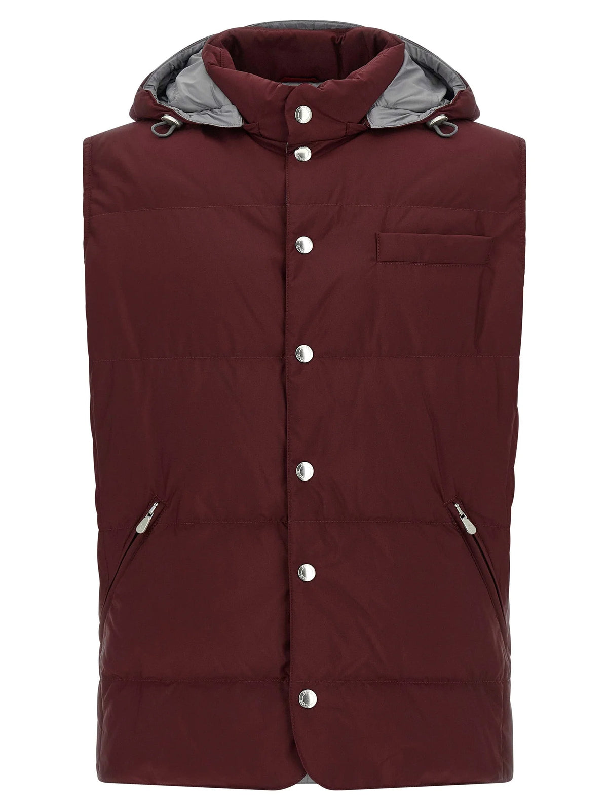 Brunello Cucinelli Bordeaux Polyester Sleeveless Jacket