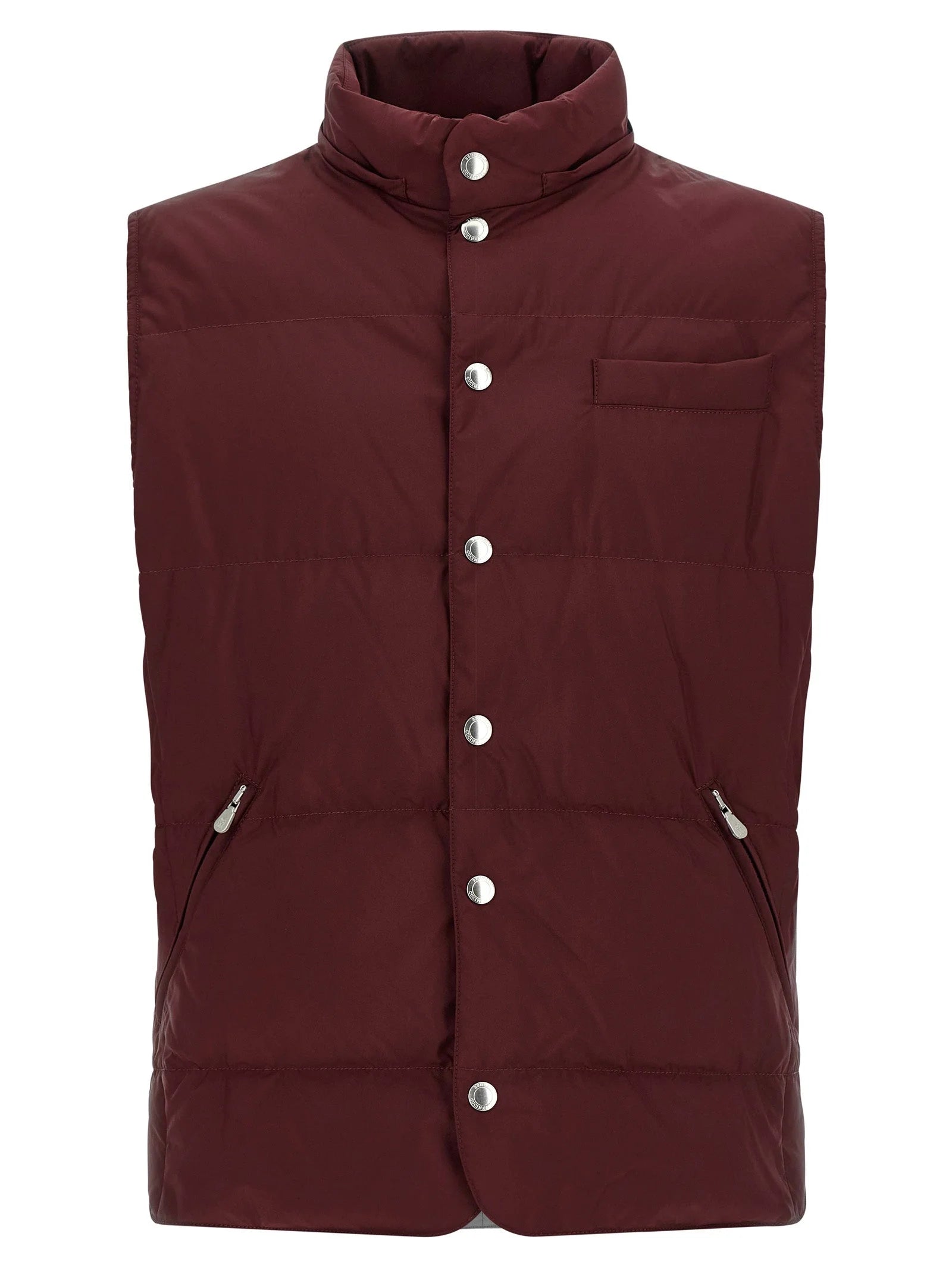 Brunello Cucinelli Bordeaux Polyester Sleeveless Jacket