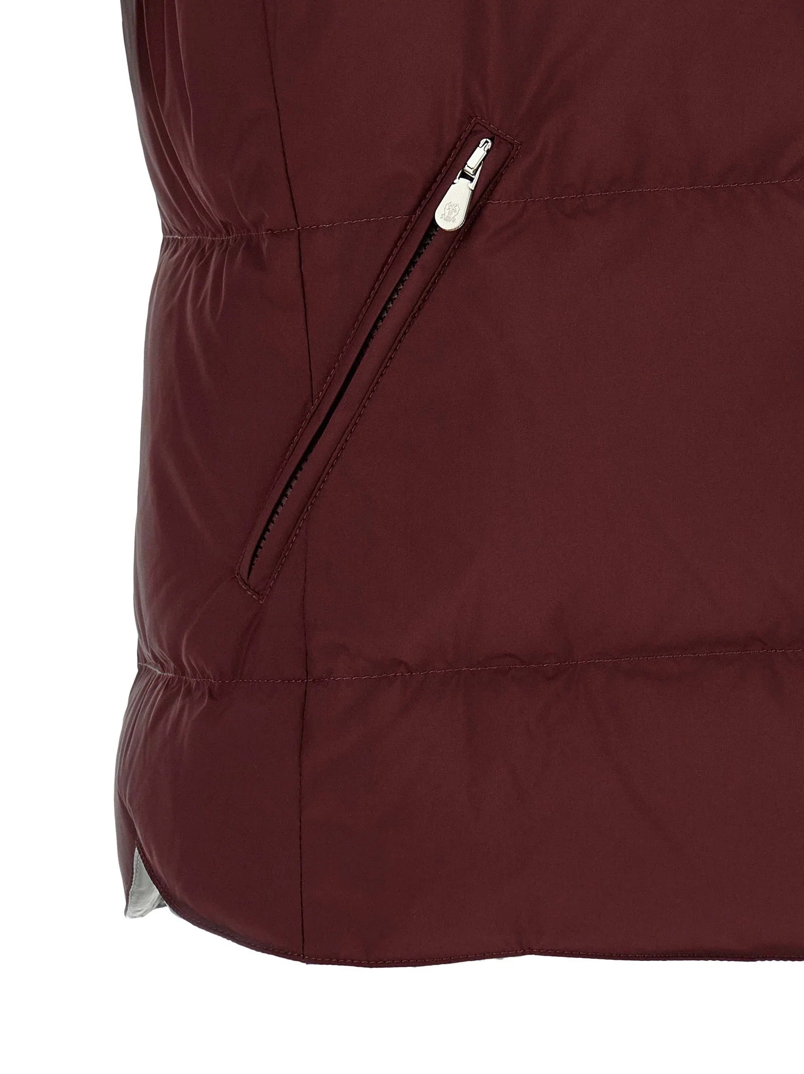 Brunello Cucinelli Bordeaux Polyester Sleeveless Jacket