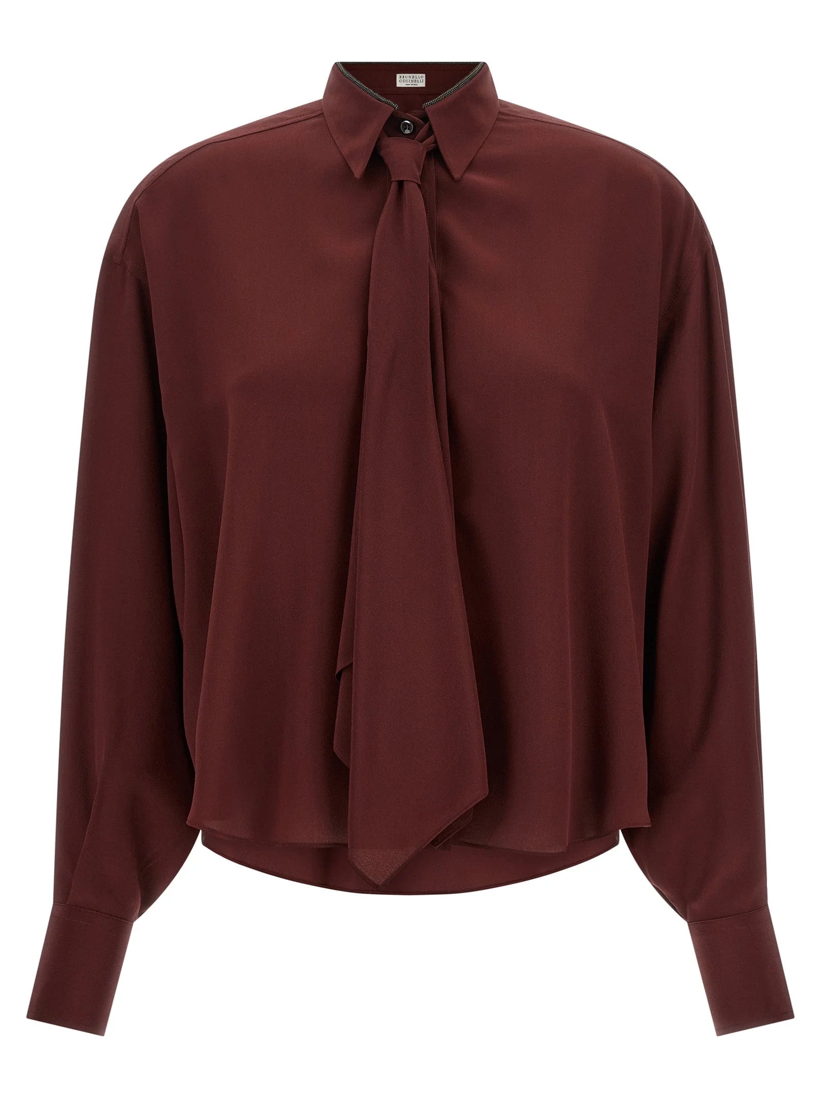 Brunello Cucinelli Bordeaux Silk Blouse