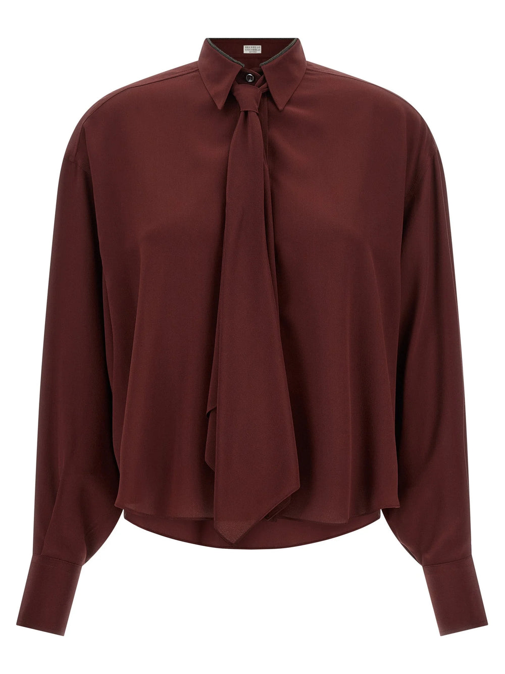 Brunello Cucinelli Bordeaux Silk Blouse