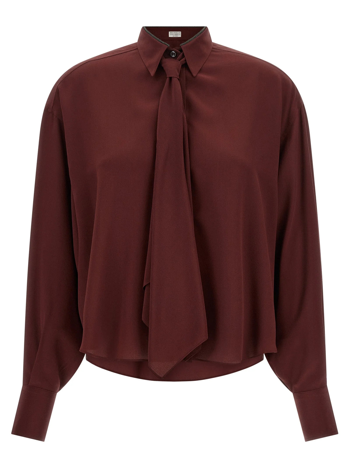 Brunello Cucinelli Bordeaux Silk Blouse