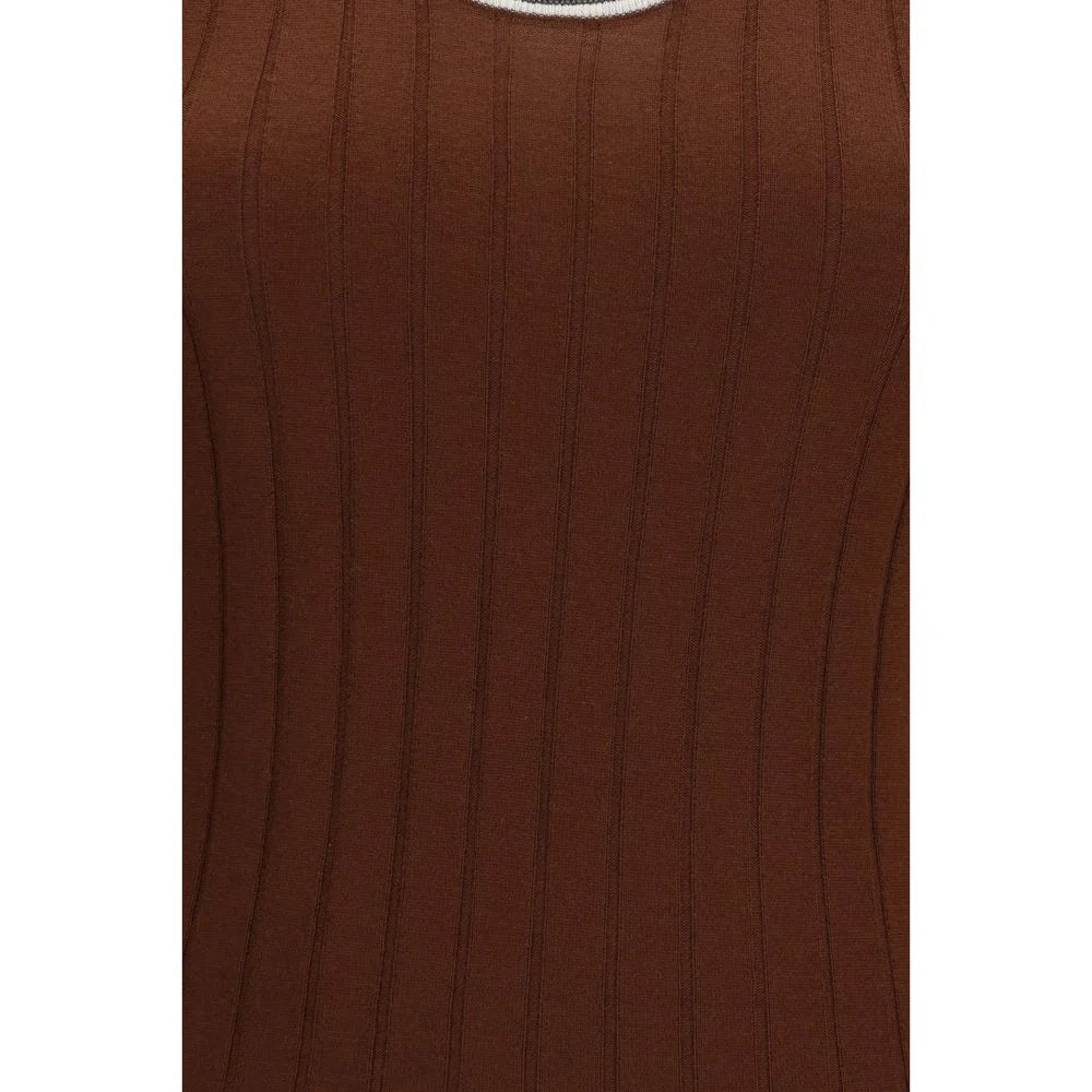 Brunello Cucinelli Bordeaux Wool Oves Aries Sleeveles T-Shirt
