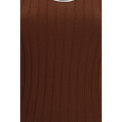 Brunello Cucinelli Bordeaux Wool Oves Aries Sleeveles T-Shirt