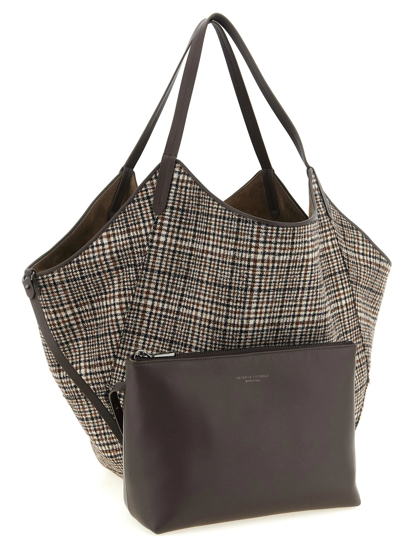 Brunello Cucinelli Brown Alpaca Leather Tote Bag