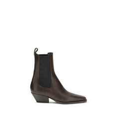 Brunello Cucinelli Brown Calf Leather Bos Taurus Ankle Boots - EU37/US7