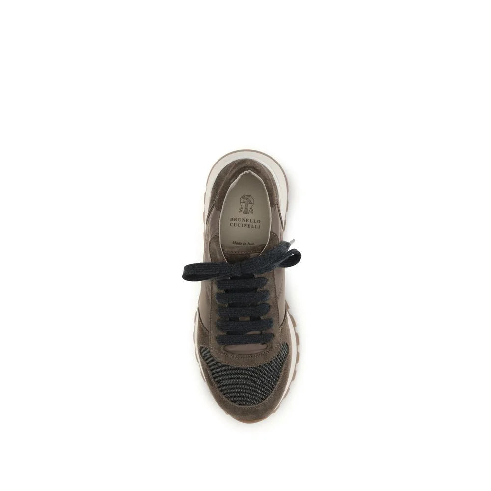 Brunello Cucinelli Brown Calf Leather Bos Taurus Athletic Sneakers