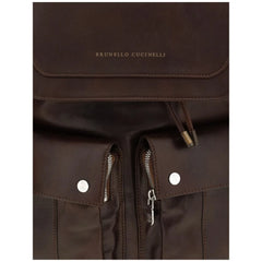Brunello Cucinelli Brown Calf Leather Bos Taurus Backpack