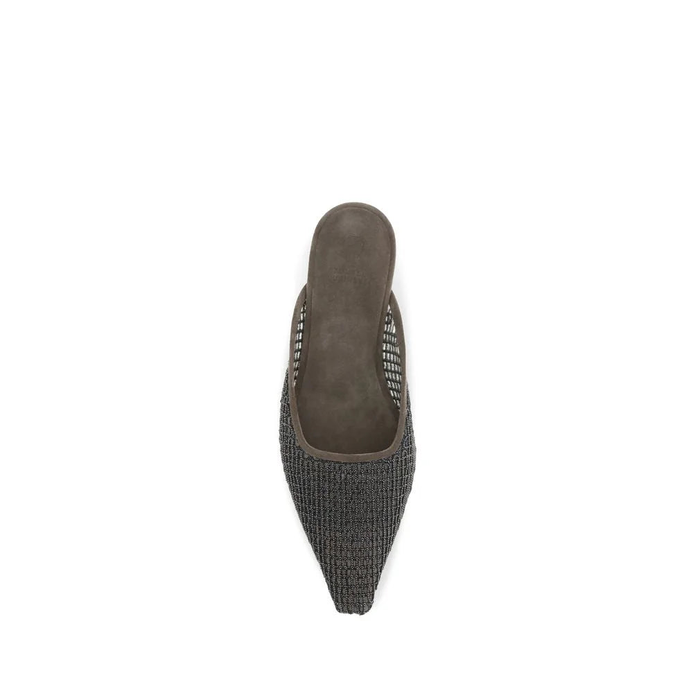 Brunello Cucinelli Brown Calf Leather Bos Taurus Ballet Flats