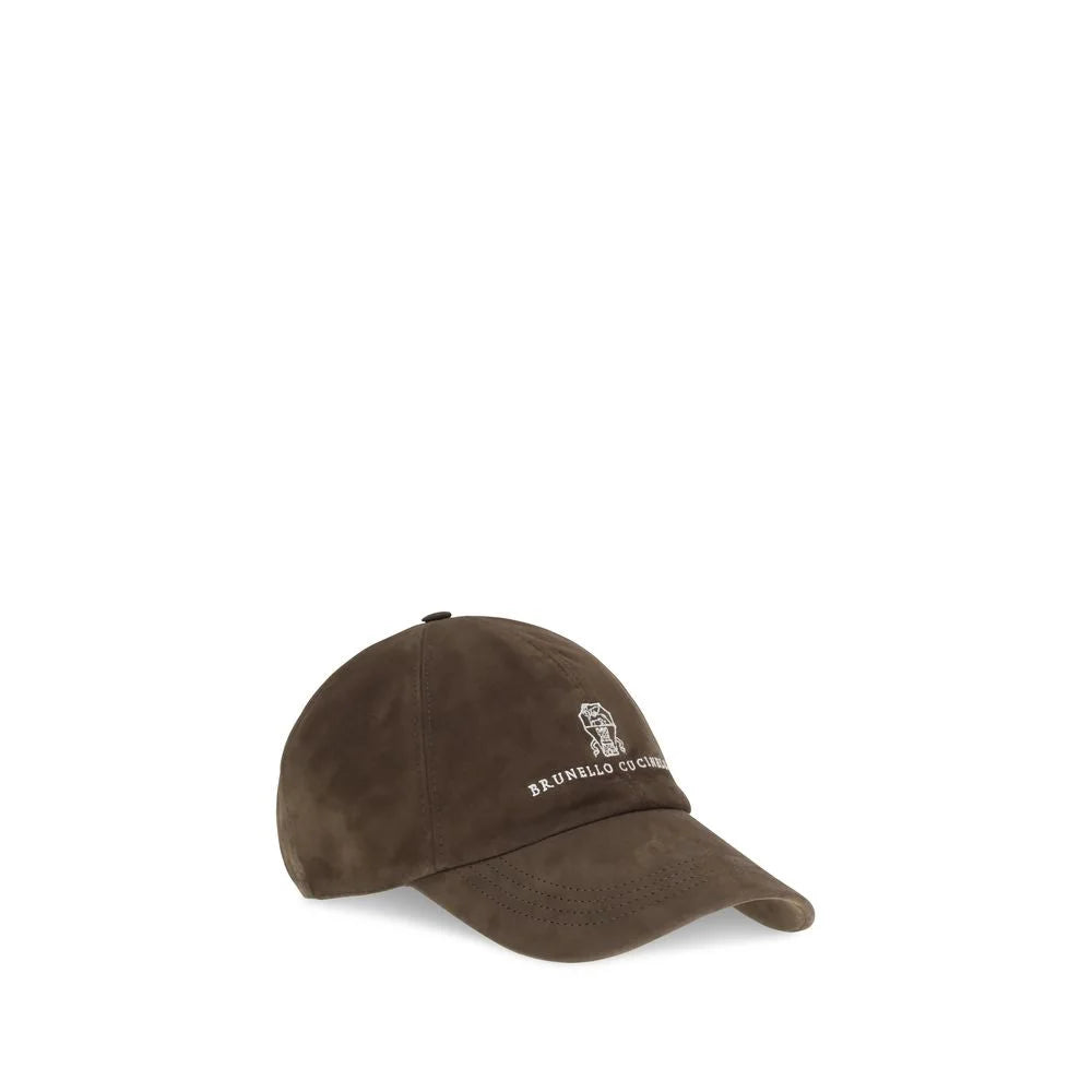Brunello Cucinelli Brown Calf Leather Bos Taurus Cap (Baseball Hat) - M