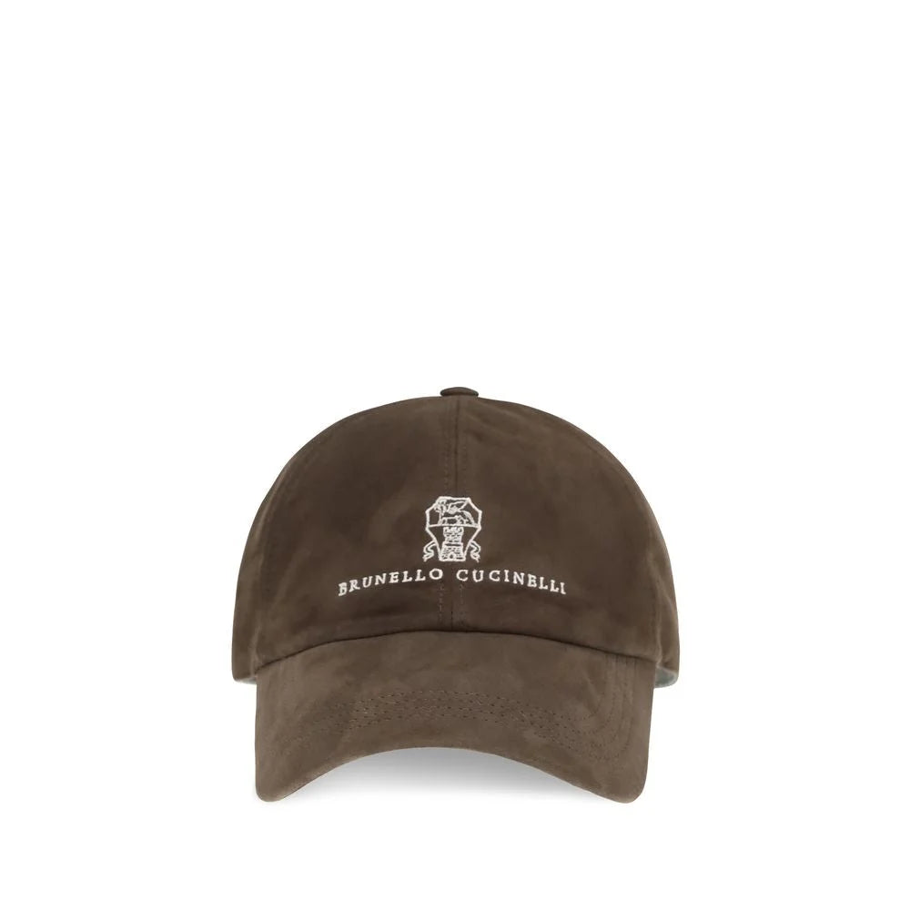 Brunello Cucinelli Brown Calf Leather Bos Taurus Cap (Baseball Hat) - M