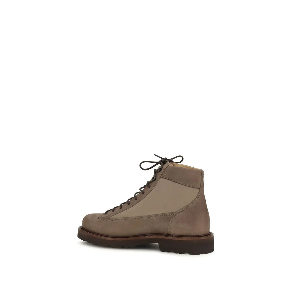Brunello Cucinelli Brown Calf Leather Bos Taurus Lace-Up Boots