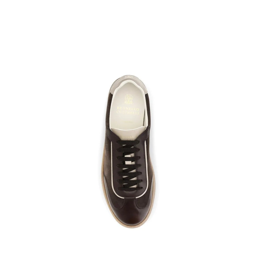 Brunello Cucinelli Brown Calf Leather Bos Taurus Low Top Sneakers - EU46/US13