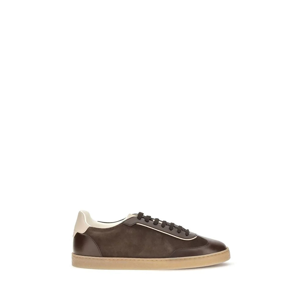 Brunello Cucinelli Brown Calf Leather Bos Taurus Low Top Sneakers - EU46/US13