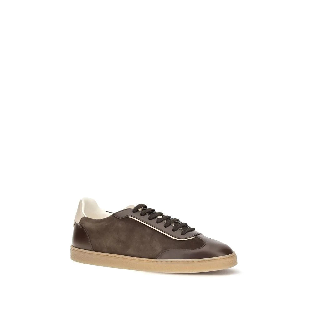 Brunello Cucinelli Brown Calf Leather Bos Taurus Low Top Sneakers - EU46/US13