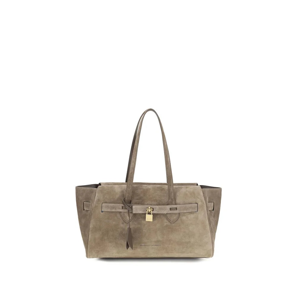 Brunello Cucinelli Brown Calf Leather Bos Taurus Shoulder Bag