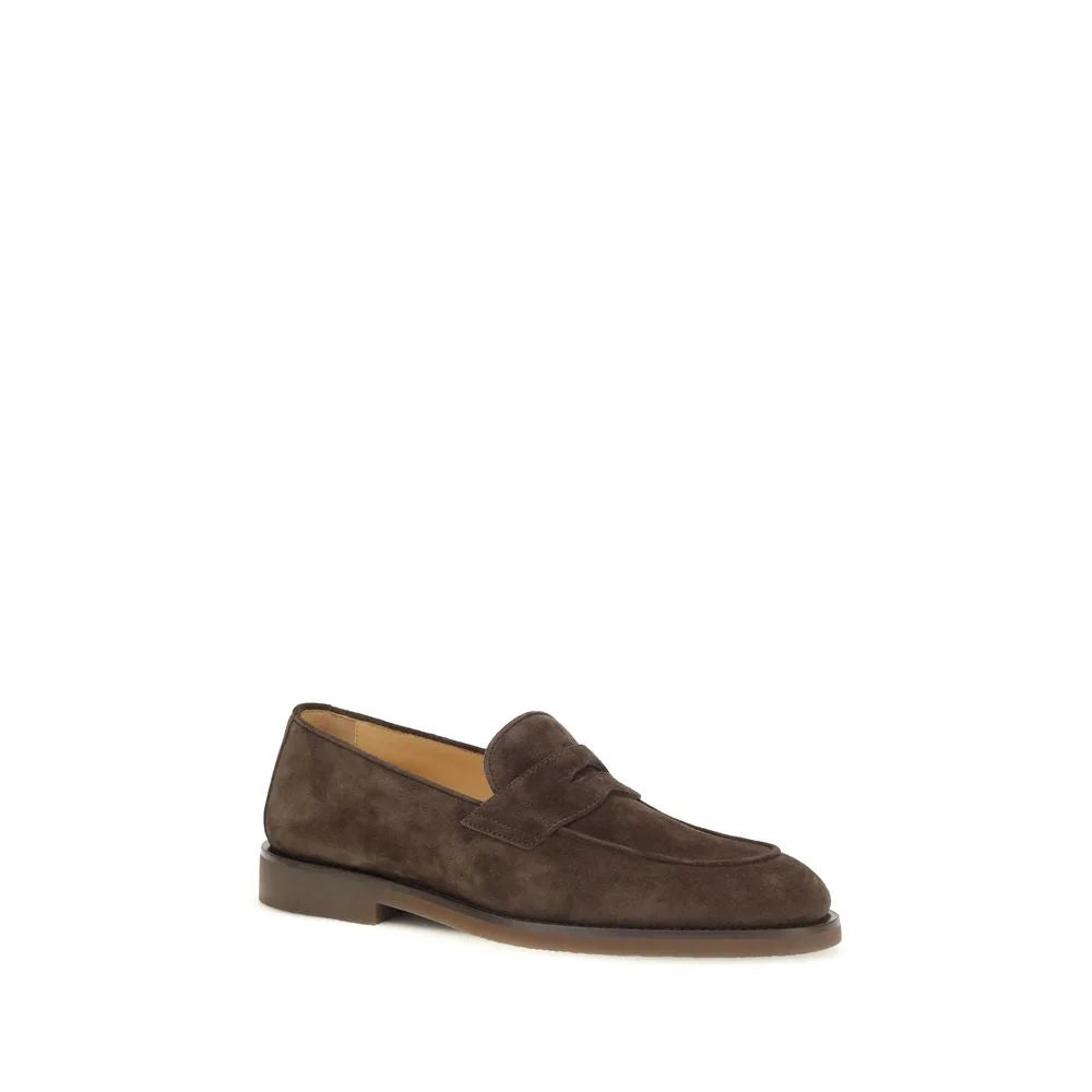 Brunello Cucinelli Brown Calf Leather Bos Taurus Slip-On Loafers