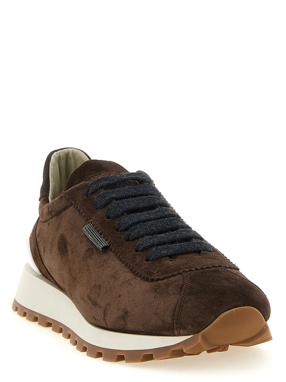 Sneakers de sport en veau marron Brunello Cucinelli