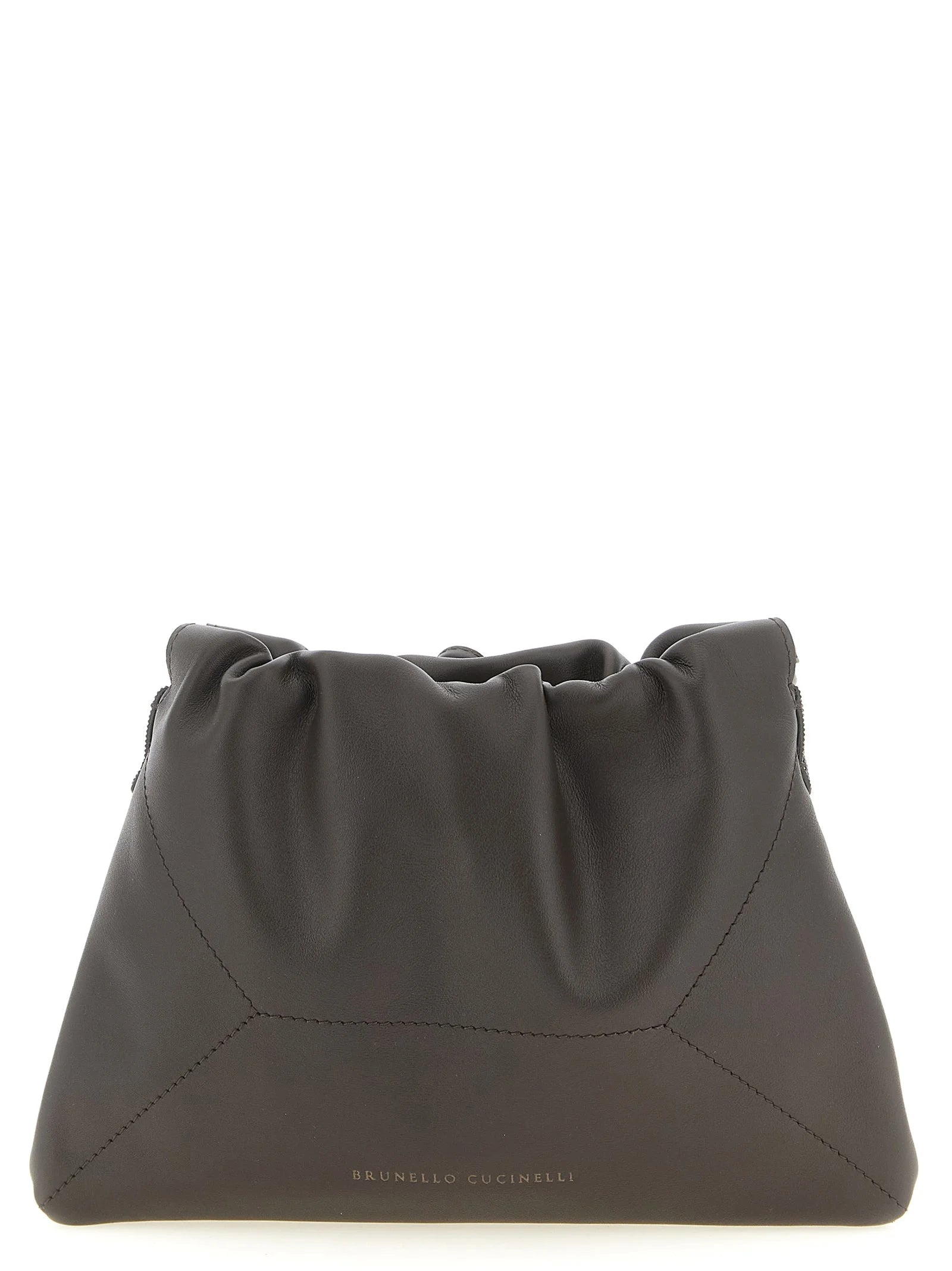 Brunello Cucinelli Brown Calfskin Clutch Bag