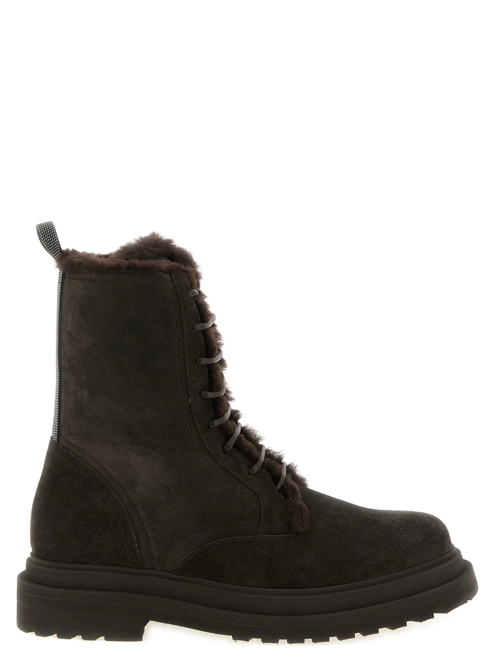 Brunello Cucinelli Brown Calfskin Lace-Up Boots