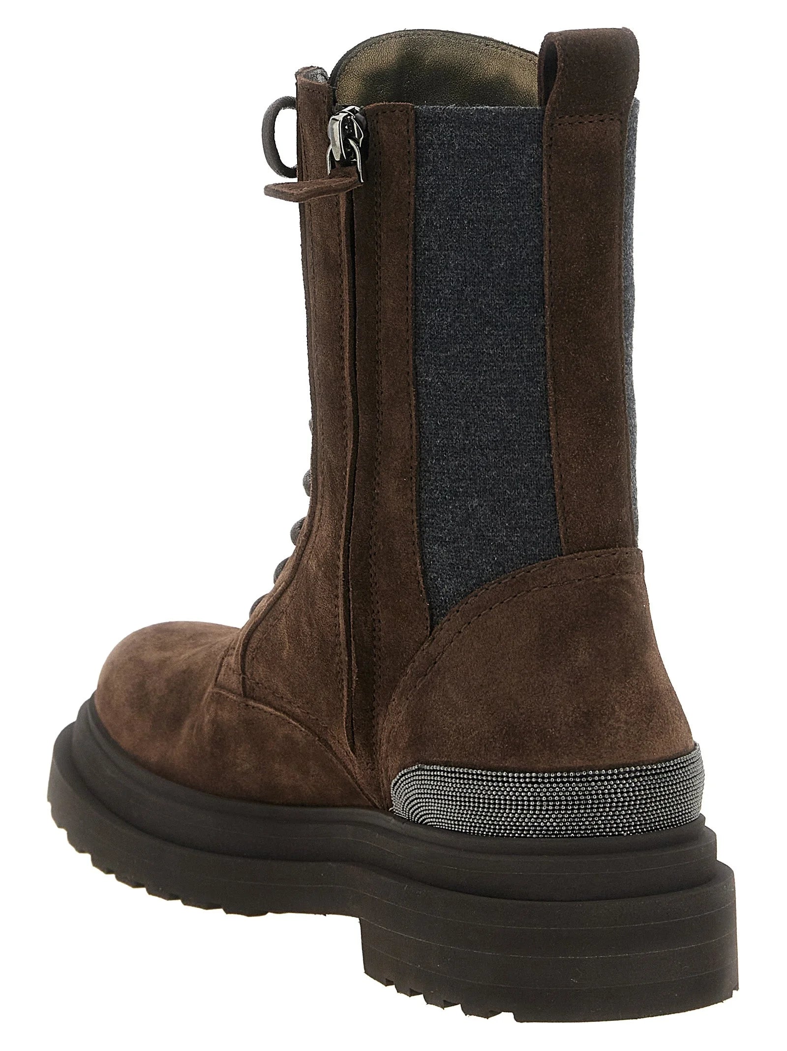Brunello Cucinelli Brown Calfskin Lace-Up Boots