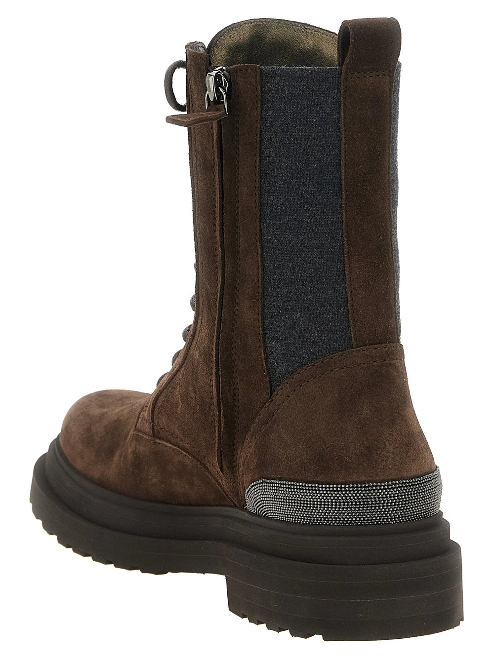 Brunello Cucinelli Brown Calfskin Lace-Up Boots