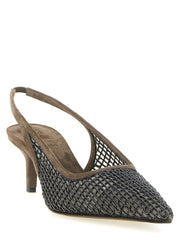 Brunello Cucinelli Brown Calfskin Mid Heel Pumps
