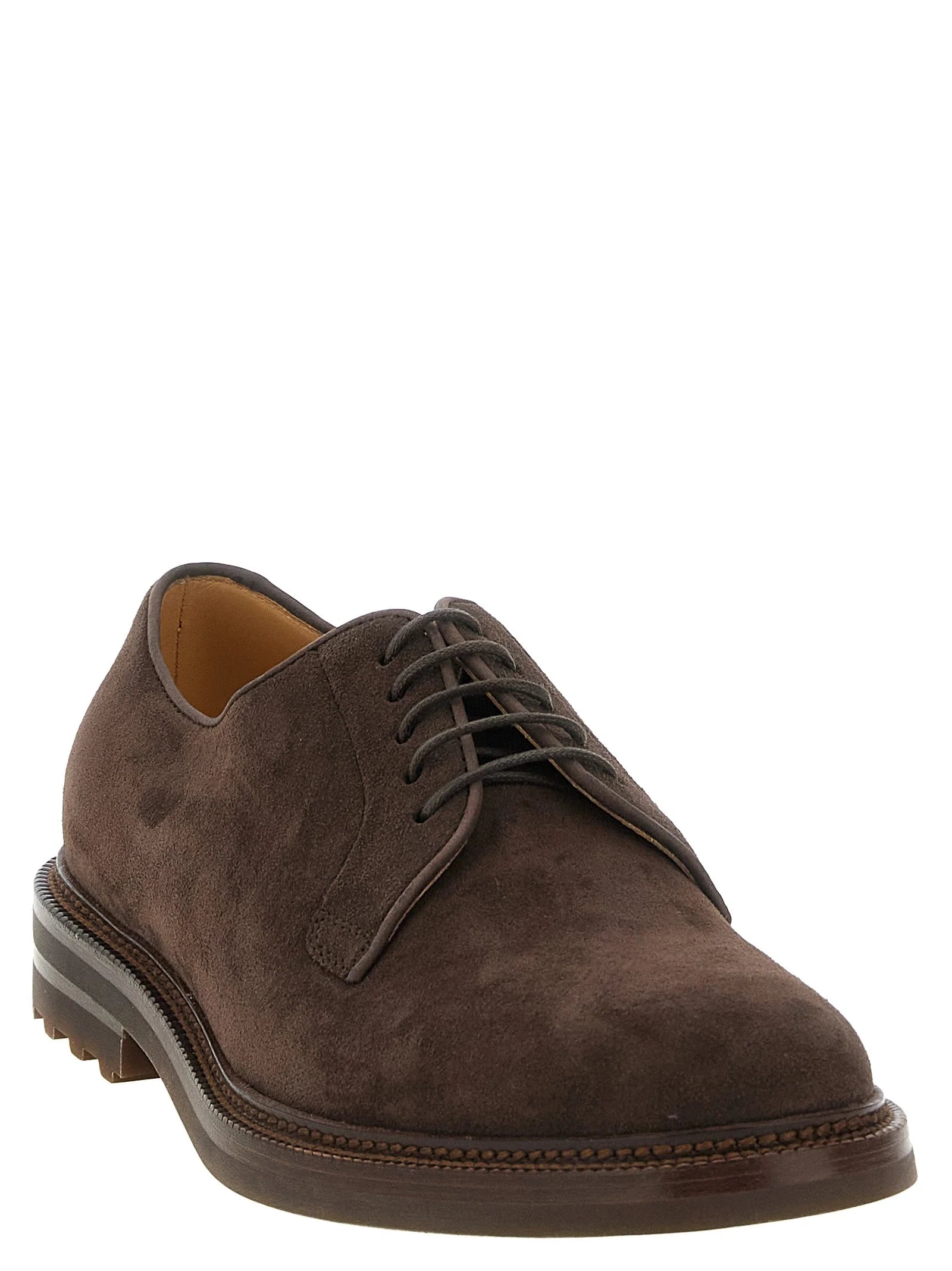 Brunello Cucinelli Brown Calfskin Oxfords And Derbies