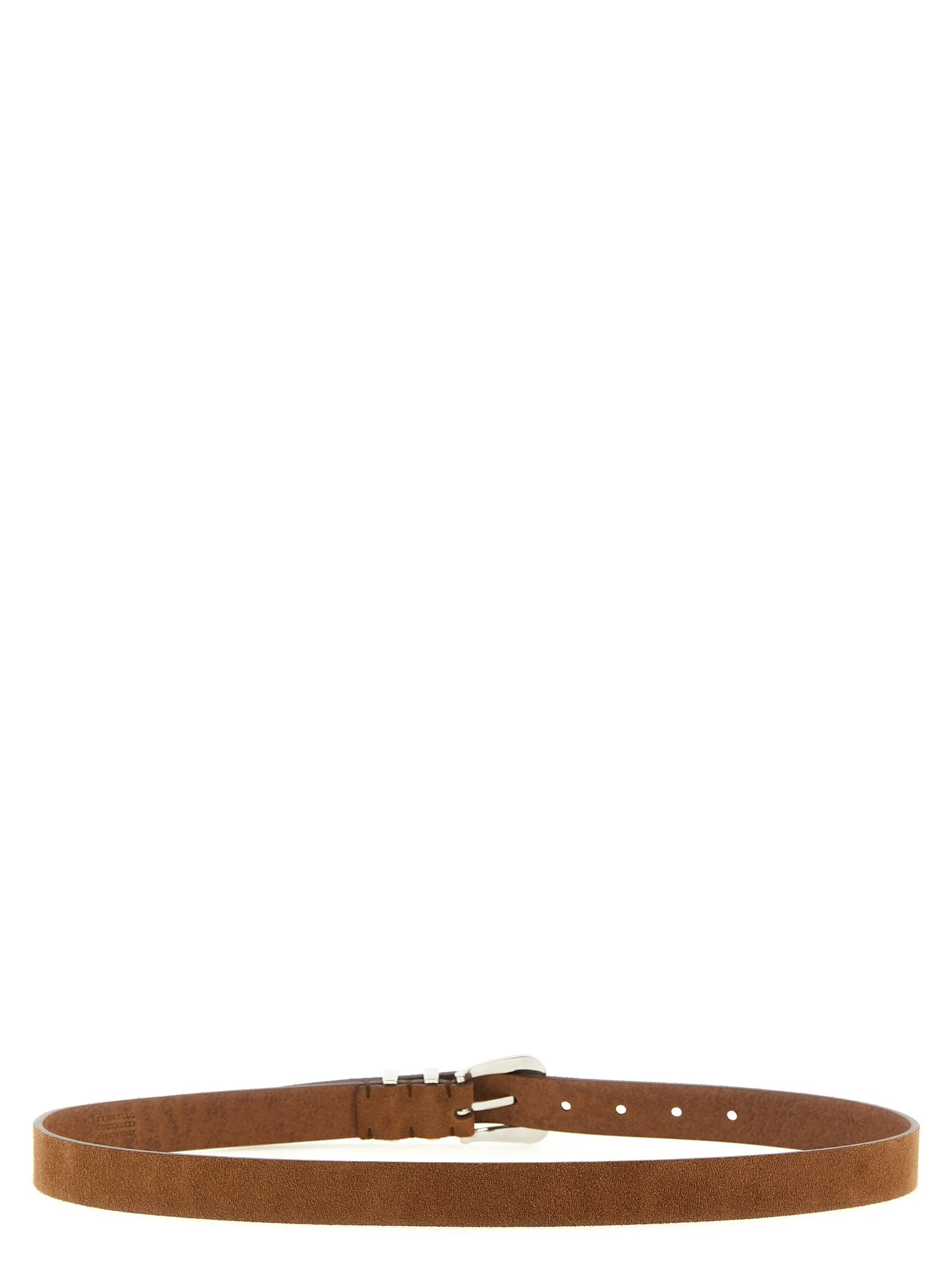 Brunello Cucinelli Bruine Kalfsleren Standaard Riem