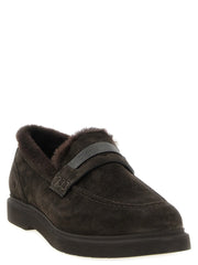 Brunello Cucinelli Brown Calfskin Slip-On Loafers