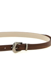 Brunello Cucinelli Brown Calfskin Thin Belt - XS