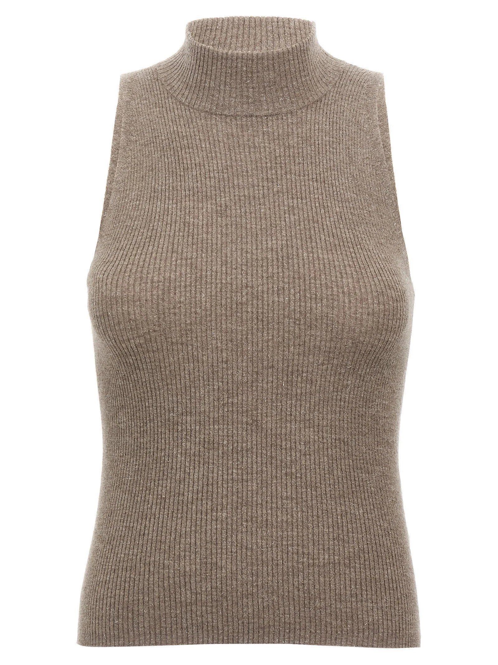Brunello Cucinelli Brown Cashmere Sleeveles Sweater