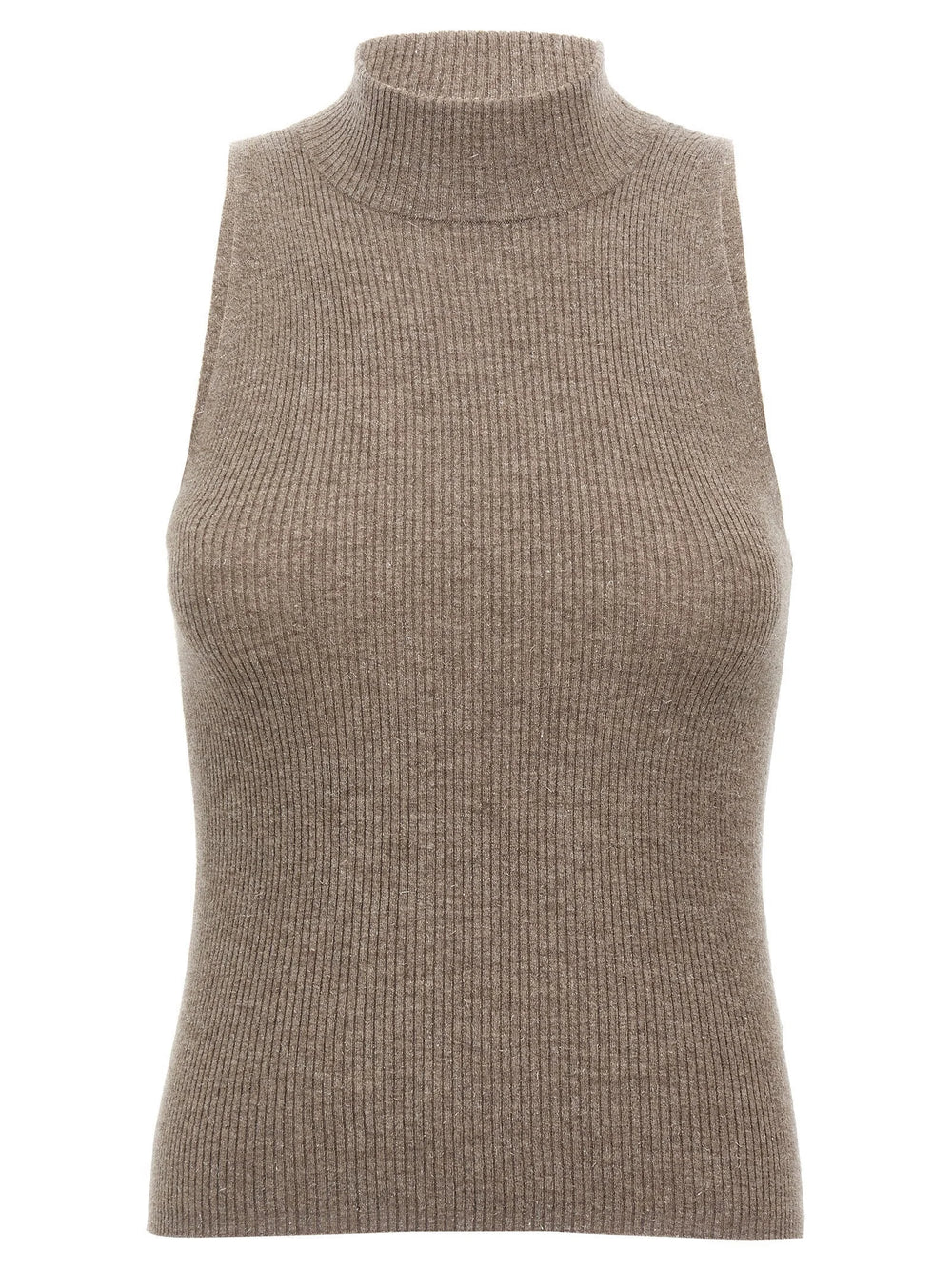 Brunello Cucinelli Brown Cashmere Sleeveles Sweater