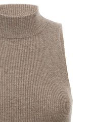 Brunello Cucinelli Brown Cashmere Sleeveles Sweater