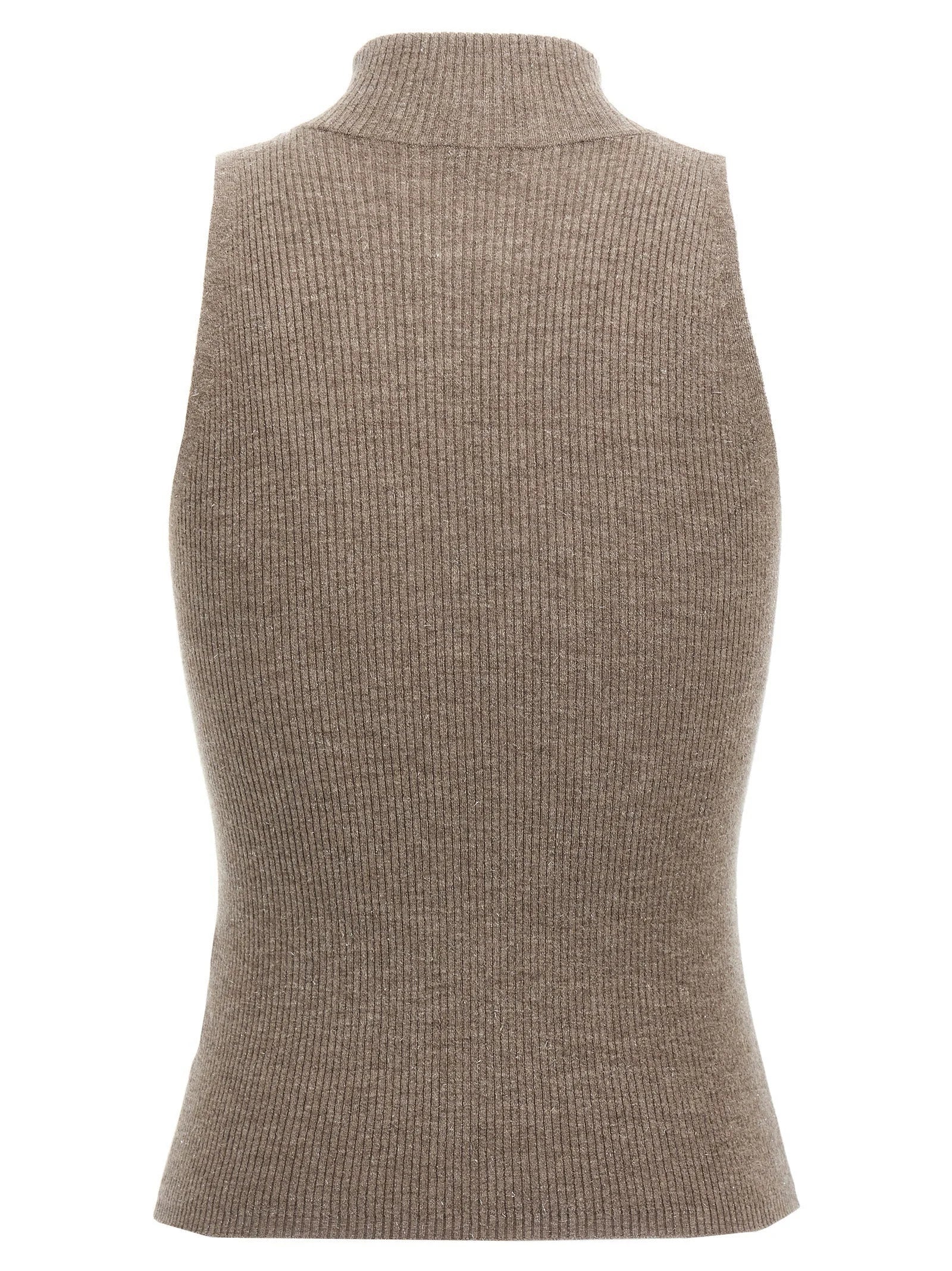 Brunello Cucinelli Brown Cashmere Sleeveles Sweater