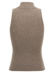 Brunello Cucinelli Brown Cashmere Sleeveles Sweater