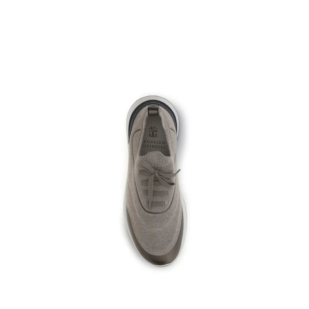 Brunello Cucinelli Brown Cotton Athletic Sneakers - EU43/US10