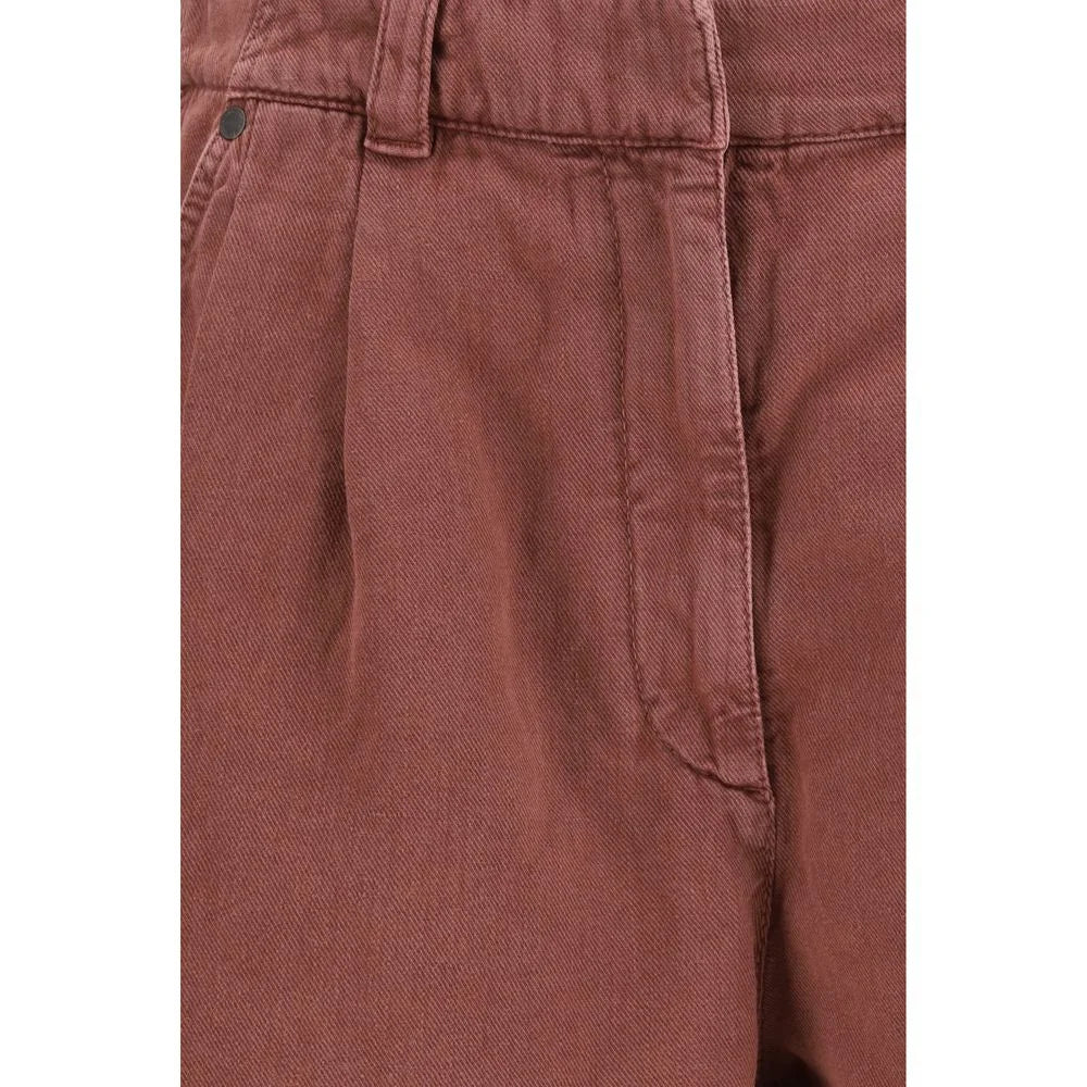 מכנסיים קז'ואל מכותנה Brunello Cucinelli חום