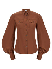 Brunello Cucinelli Brown Cotton Blouse