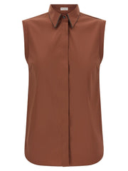 Brunello Cucinelli Brown Cotton Blouse