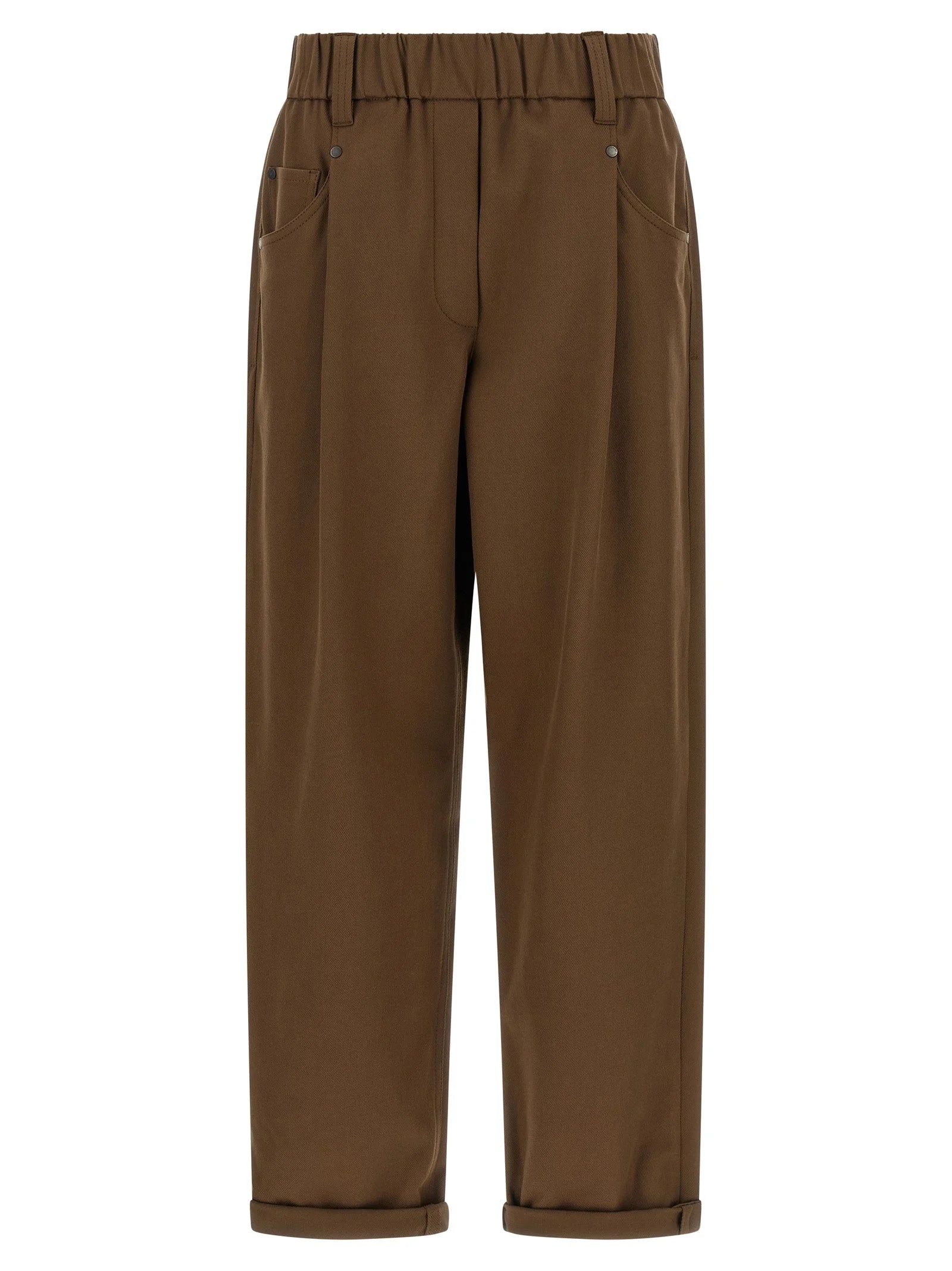 Brunello Cucinelli Brown Cotton Casual Pants