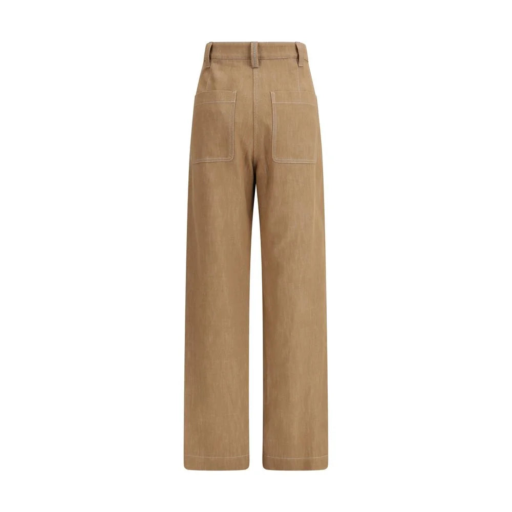 Calças Casuais de Algodão Castanho Brunello Cucinelli - IT42 | L