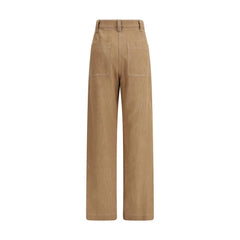 Calças Casuais de Algodão Castanho Brunello Cucinelli - IT42 | L